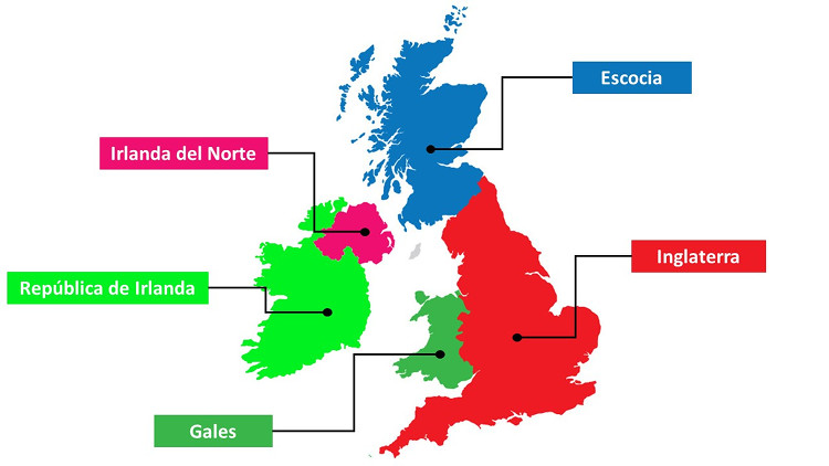 Mapa político de las Islas Británicas- Reino Unido e Irlanda