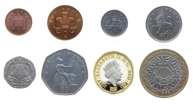 Diferentes monedas de la libra